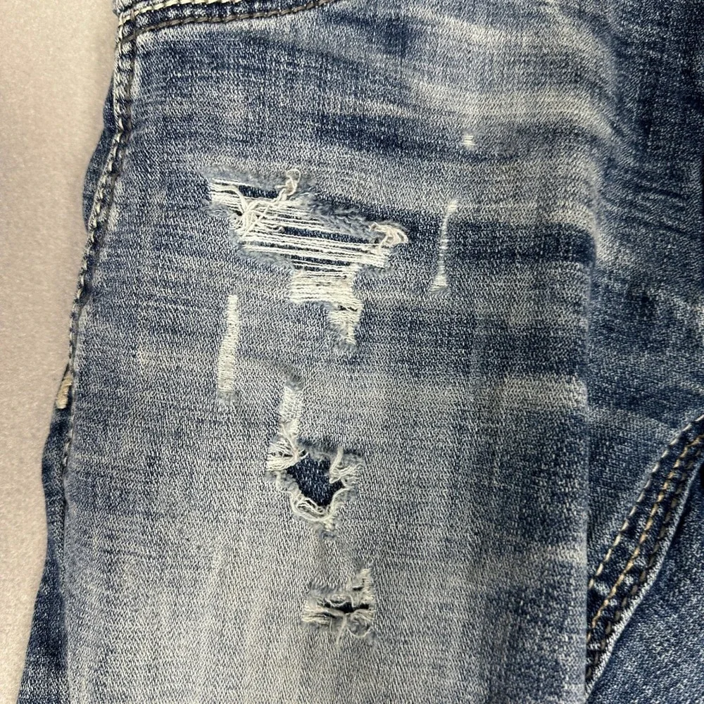 Salvage Supply Co Jeans Mens 32S Blue Havoc Straight Slim Fit Distressed Denim